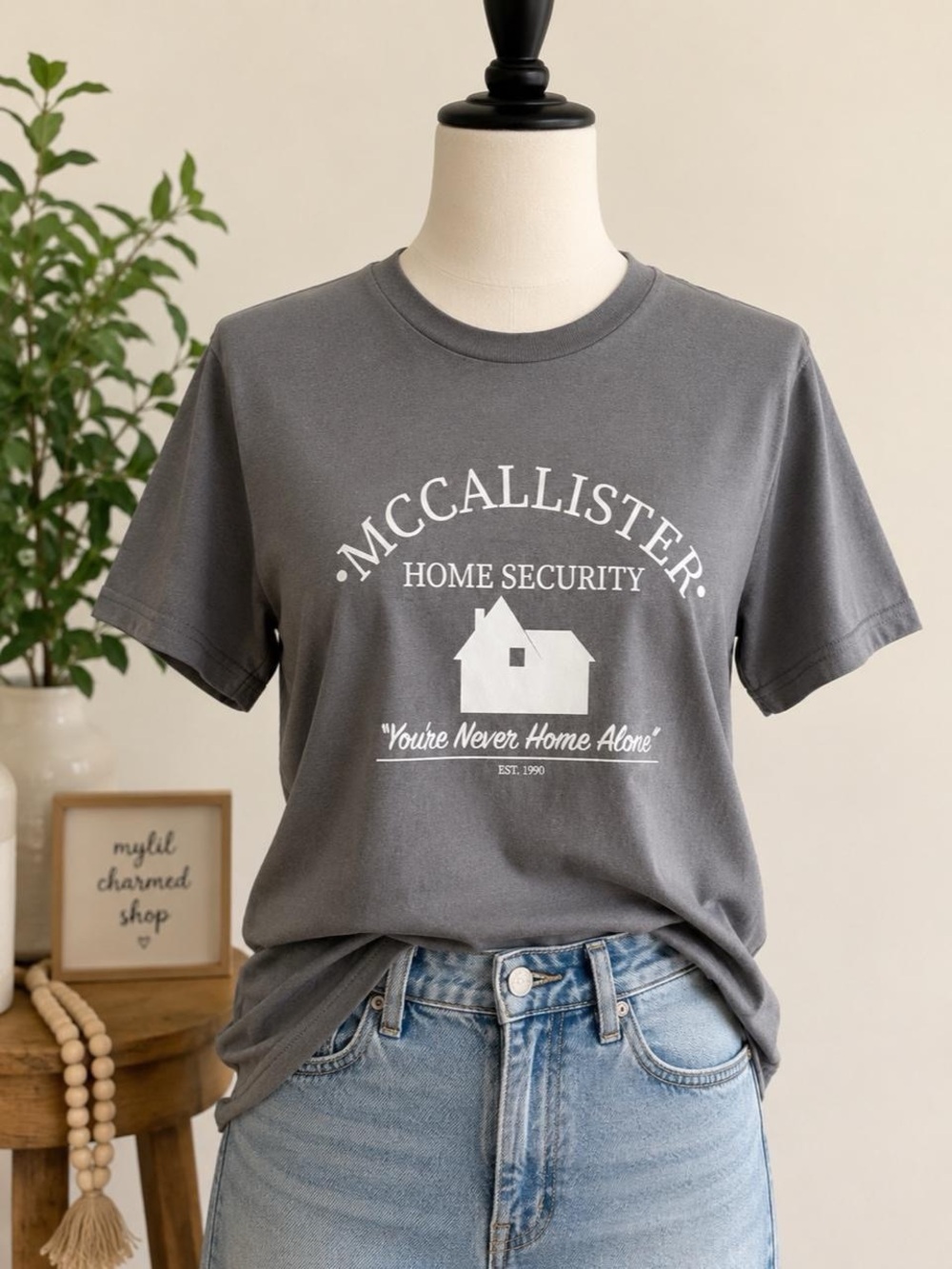 McCallister Home Security Graphic Tee - Charcoal with White Print